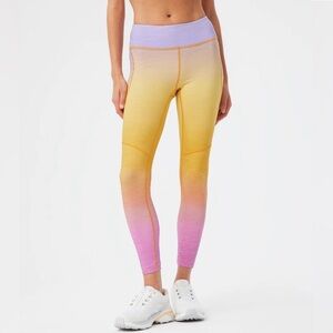 Outdoor Voices Sweatech 7/8 Ombré Yellow and Pink Gradient Leggings